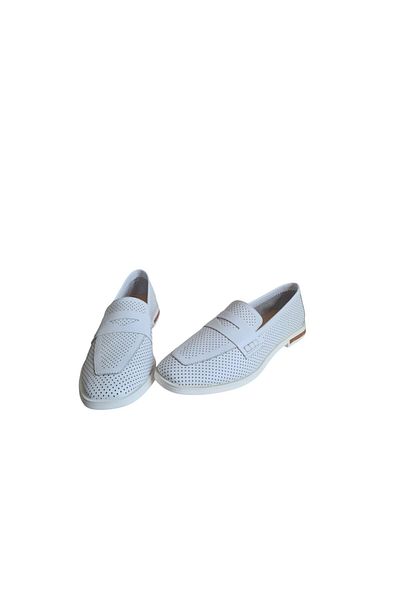 aayak&kabımofficial "Genuine Leather Air-Conditioned White Women's Shoes – Breathable and Comfortable Casual Loafer"