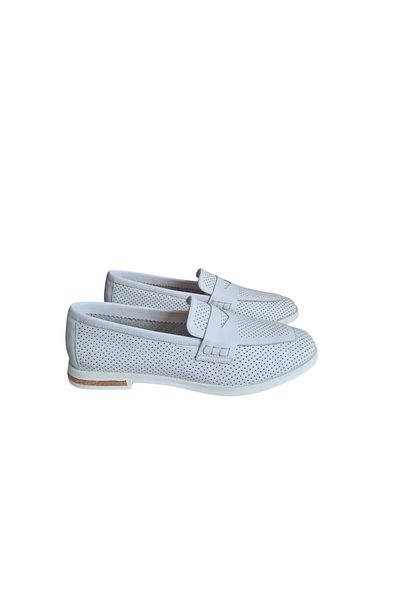 aayak&kabımofficial "Genuine Leather Air-Conditioned White Women's Shoes – Breathable and Comfortable Casual Loafer"