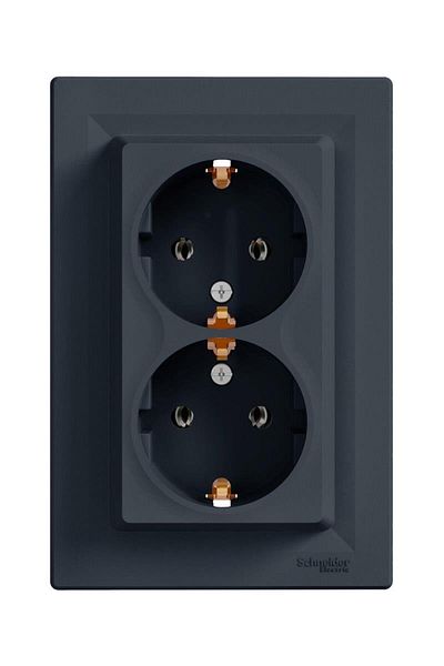 Schneider Electric Eph9900171 Asfora Plus مقبس توصيل مزدوج مع تأريض من أنثراسايت