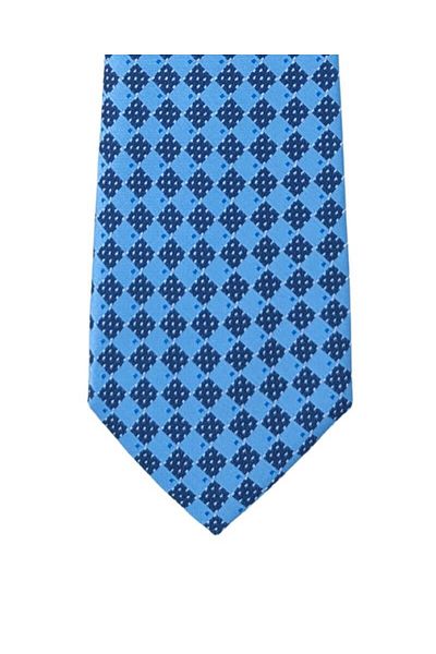 1001 Kravat Blue Navy Blue Geometric Patterned Classic Tie 8 cm Width