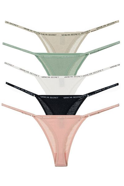 Vanilya Secret Cotton Adjustable Waist Women's Thong 5 Pack