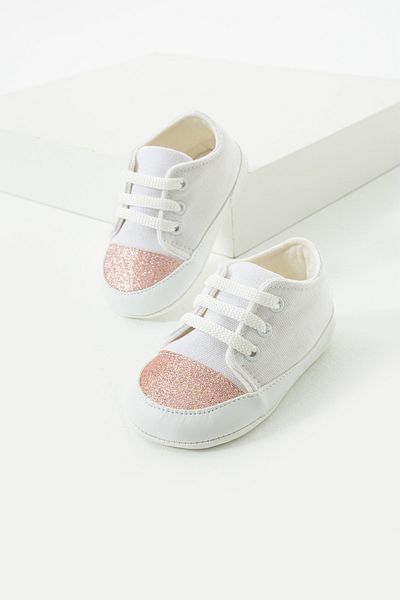 yummy kids First Step Non-Slip Sole Lace-Up Glitter Detail Comfortable Baby Girl Shoes Booties