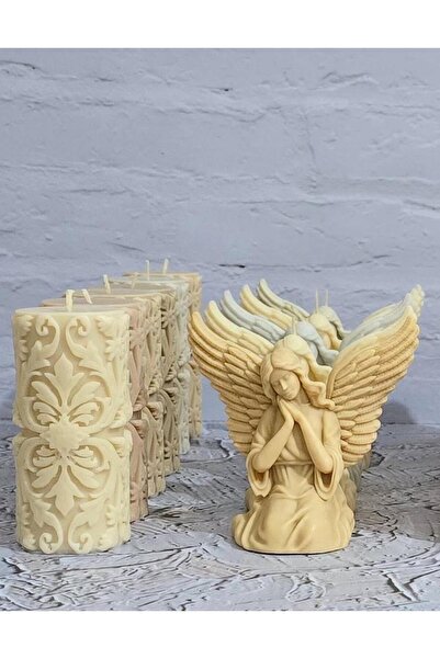 SCA CANDLE Dekoratif Kanatlı Luks Mum Kahve Renk Özel Mum Melek 11x14 Cm Mode...