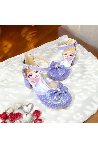 PATİK BEBE Pantofi mov cu toc pentru fetiță prințesă
