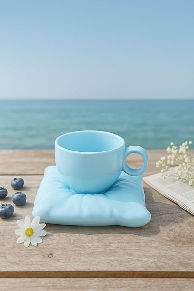 Minole Decorative Ceramic Mug and Saucer Set - Minimal Design - Handmade Gift Kitchen Decor