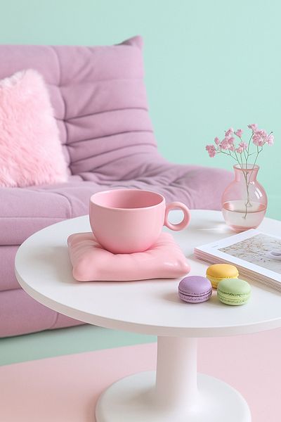 Minole Decorative Ceramic Mug and Saucer Set - Minimal Design - Handmade Gift Kitchen Decor