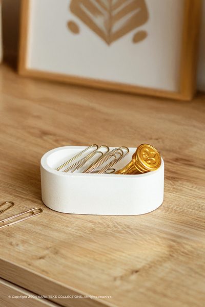 Multi-Purpose, Minimally Designed, Elegant and Convenient Concrete Desktop Organizer (BEIGE - OFF-WHITE)