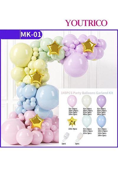 Youtrico Dreamy Macaron Balloon Garland - Pastel Colour Wedding Decoration