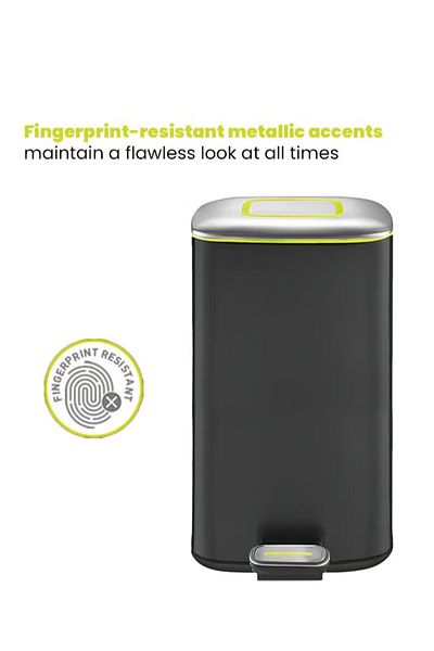 EKO Regent 20l Pedal Bin – Charcoal Black, Soft-close Lid, Fingerprint-resistant Stainless Steel
