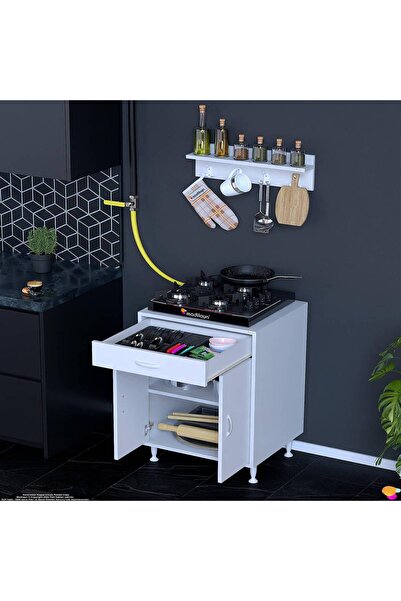 Modilayn QPLAS (L) Set Ocak Altı Dolap 65x88x56 cm. Çekmeceli, kapaklı, raflı...