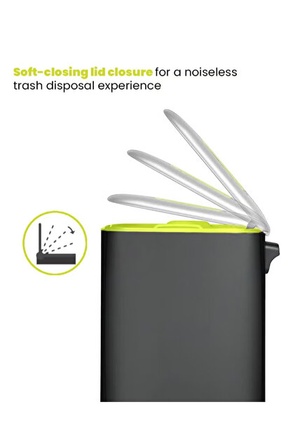 EKO Regent 20l Pedal Bin – Charcoal Black, Soft-close Lid, Fingerprint-resistant Stainless Steel