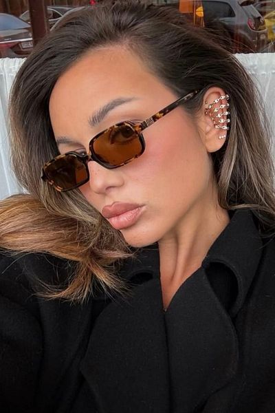 Eyesofia Oblamow Rectangular Unisex Leopard Sunglasses