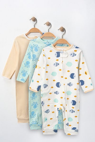 ENİA BABY Zippered Fish Patterned Jumpsuit