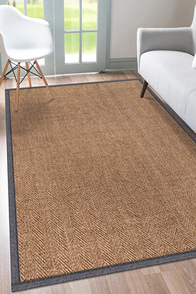 SARAZ HALI 0503-Krem Gri Bordür Sisal Halı Kilim Hav Toz Vermez Kolay Temizle...
