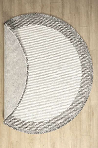 Eliz Home Beyaz Gri Yumuşak Daire Yuvarlak Halı Salon Mutfak Koridor Yolluk D...