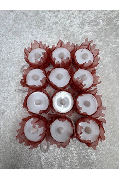 SırmalıHome Kına Geceleri Için 12 Adet Kırmızı Dantelli Ledli Kına Mumu (EL M...