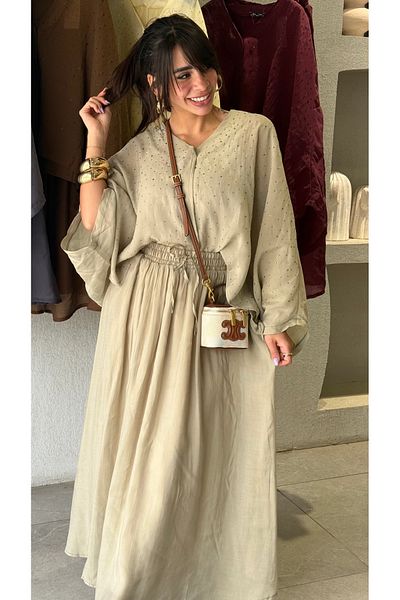 Lavanta Tekstil Embroidered Shirt Skirt Set