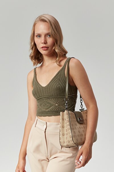 Morpelikan Women's Three-Compartment Lock Closure Adjustable Shoulder and Cross Strap Monogram Handle Shoulder Bag