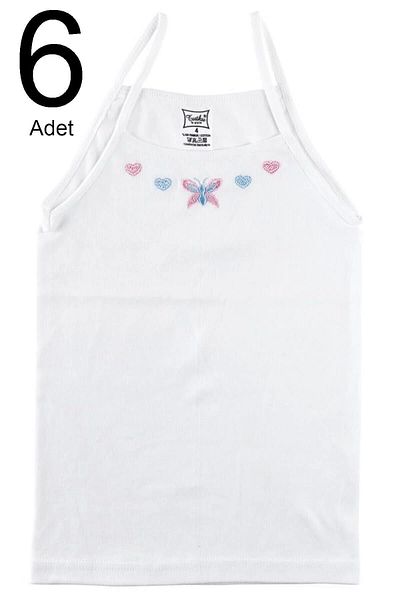 Tutku Tricot de corp alb pentru fetiță, pachet de 6, cu curele din frânghie, ELF568TUT01656
