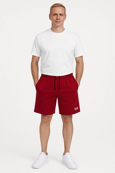 Cottonland Men's Petros Relaxed Fit Medium Thick Two Thread Cotton Sweat Shorts Dark Red