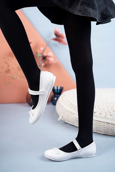 epaavm Mustache Bow White Girl's Shoes