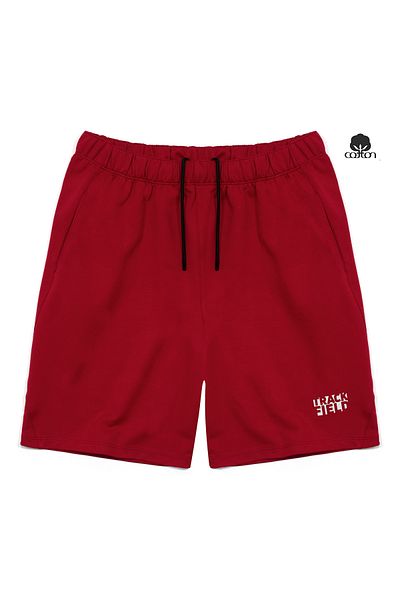 Cottonland Men's Petros Relaxed Fit Medium Thick Two Thread Cotton Sweat Shorts Dark Red
