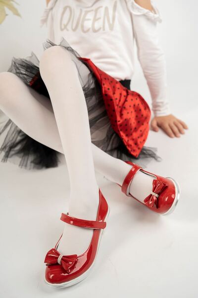 epaavm Topuklu Fiyonklu Kırmızı Rugan Kız Çocuk Ayakkabı