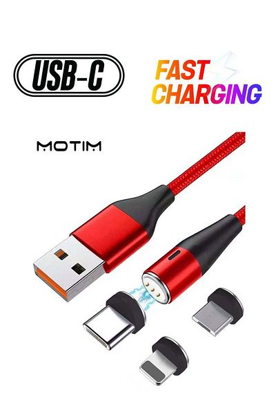 MOTIM Magnetic Fast Charging Cable 3-In-1 Data Transfer Capable & USB Charger