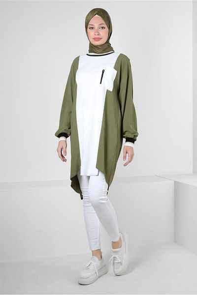 Alvina Two-Color Tunic with Elastic Cuffs 43914