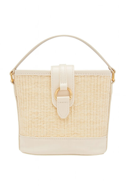 MODA Γυναικεία τσάντα χεριού και ώμου Bella Cream Original Straw με μοντέρνα ...