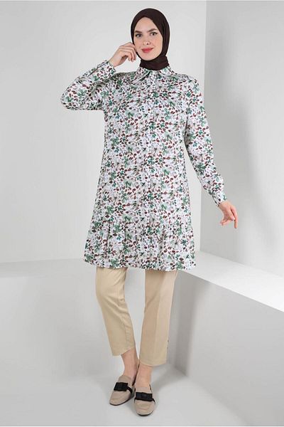 Alvina Buttoned Patterned Tunic 42904