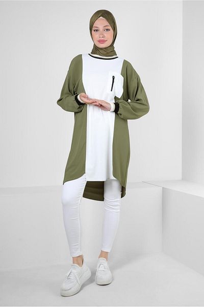 Alvina Two-Color Tunic with Elastic Cuffs 43914