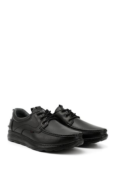 GÖNDERİ(R) Men's Black Lace-Up Genuine Leather Comfort Shoes
