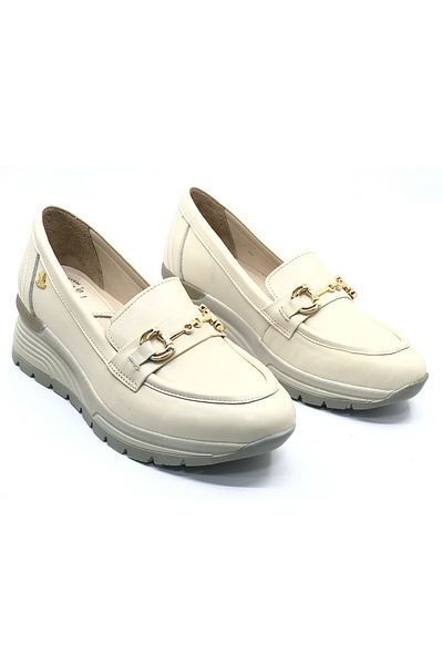 Venüs Hidra Genuine Leather Orthopedic Oxford Women's Air-Flow Sole Classic Shoes Beige