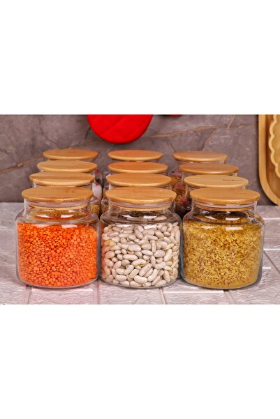 Bambum 12 Glass Storage Containers - 600ml with Vacuum Bamboo Lids