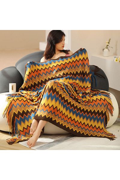 Generic Bohemian Blanket Lunch Break Blanket Bed End Blanket Tassel Thickened Sofa Blanket 130x170cm