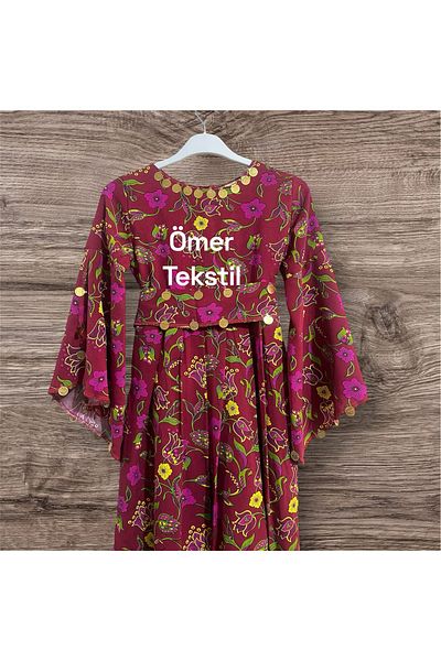 MODA Традиционна рокля за момиче с флорални мотиви (с шал и пояс)