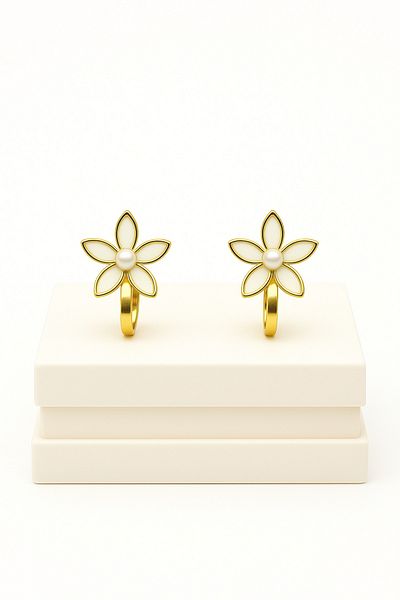 MakeWell Non-Perforated Earrings Ear Clip-On Children's Earrings with Pearl Design for Children Without Holes