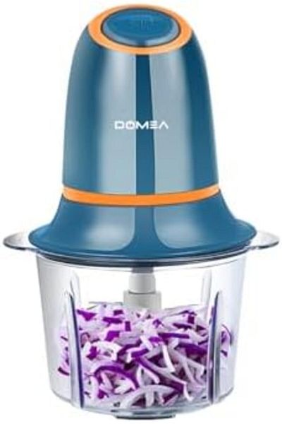 DOMEA Electric Mincer, Vegetable & Fruit Chopper, Mini Processor, 1.2 L Bowl, Detachable Stainless S