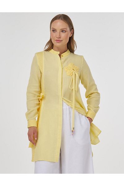 KYR Brode Garnished Muslin Tunic Yellow