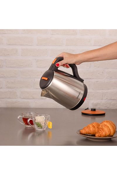 DOMEA Stainless Steel Electric Kettle, 1.8l, Quick Boil, Auto Shut-off, Cordless With 360-degree S