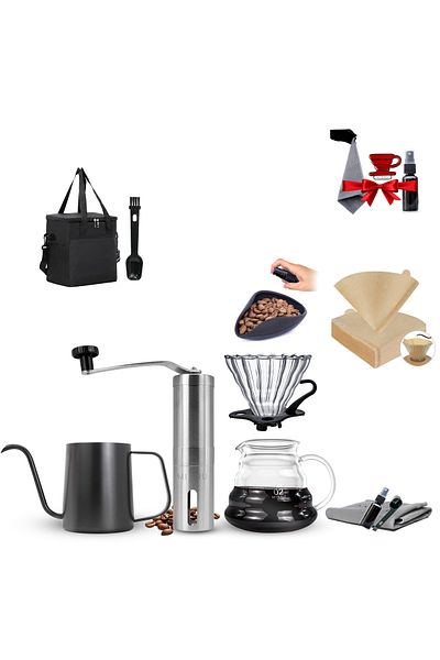 MIBRU V60 Coffee Set Of 12 Piece Pour Over Coffee Maker Complete Drip Coffee Set With Tool Case&thermo