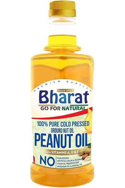 Bharat زيت الفول السوداني | زيت فول سوداني نقي معصور على البارد، زجاجة سعة لتر واحد