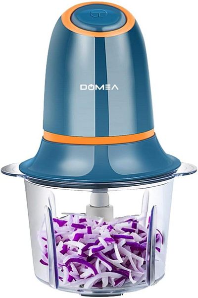 DOMEA Electric Mincer, Vegetable & Fruit Chopper, Mini Processor, 1.2 L Bowl, Detachable Stainless S