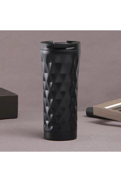 Generic 500ml Vacuum Water Cup Stainless Steel Concave Diamond Double-layer Insulated Outdoor Thermos Bottle