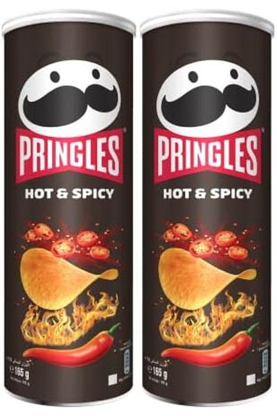 Pringles Hot & Spicy Flavour - Potato Chips - 165 G Each, Pack Of 2 Cans