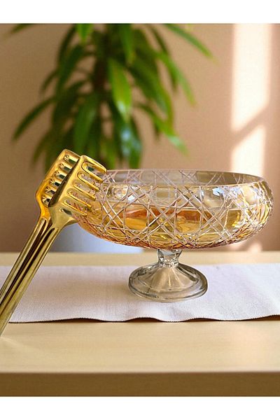 AYZ HOME Colorful Cut Crystal Footed Bowl/ Salad Bowl - Presentation Bowl - Fruit Bowl 28*28cm