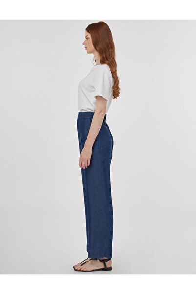 KYR Παντελόνι Lyocell με φαρδύ πόδι Navy Blue