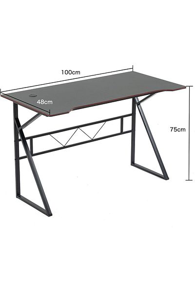 AGD Gaming and Workstation Desk from AGD for Home and Office, K-Shaped, 100 x 48 x 75 cm, Black