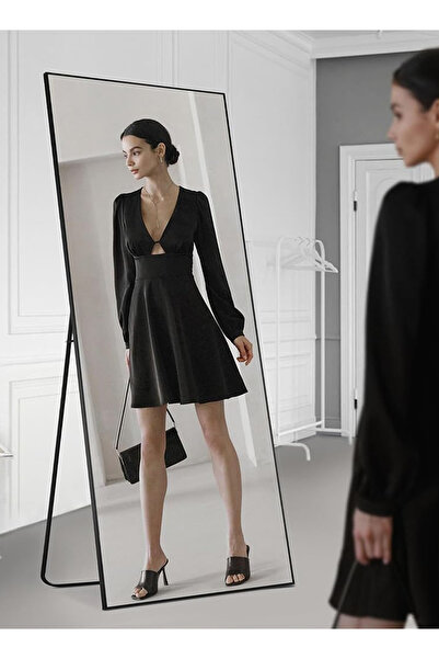 Taimi Large Mirror With Elegant Design Shatter-resistant 160x50cm-with Black Metal Frame And Back Stand